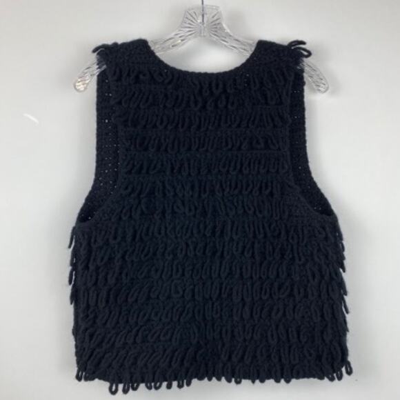 Women's S VELVET Brand Wool Loopy Yarn Vest Black Boho NWT Hippie Gypsy - Picture 7 of 9